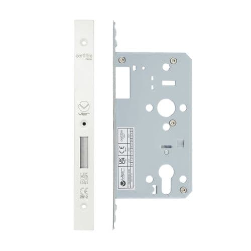 VDL0060-PCW- DIN euro deadlock - backset 60mm - powder coat white