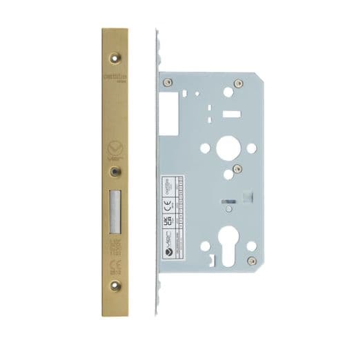 VDL0060-PVDSB- DIN euro deadlock - backset 60mm - PVD satin brass