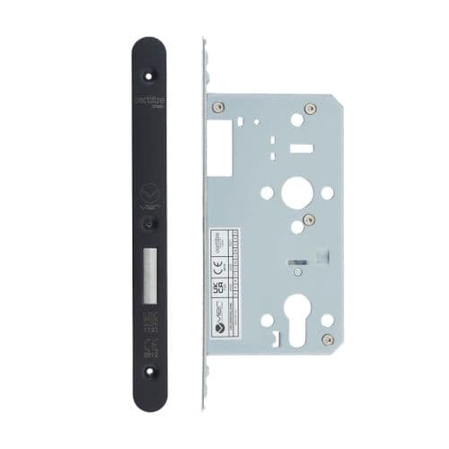 VDL0060-R-PVDBLK - DIN euro deadlock - backset 60mm - radius - PVD black
