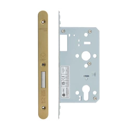 VDL0060-R-PVDSB - DIN euro deadlock - backset 60mm - radius - PVD Satin Brass