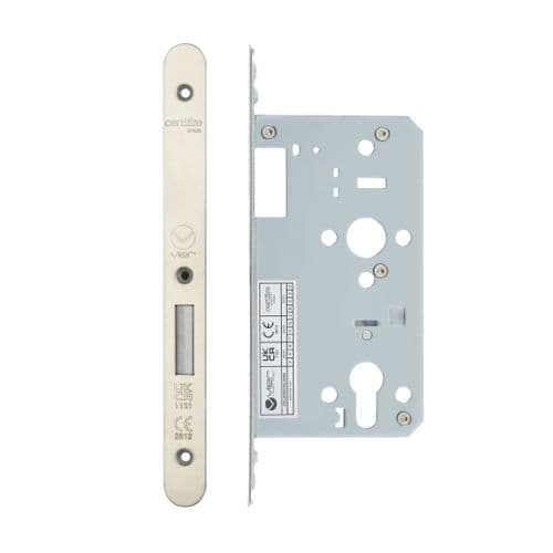 VDL0060-R-SSS - DIN euro deadlock - backset 60mm - radius - satin stainless steel