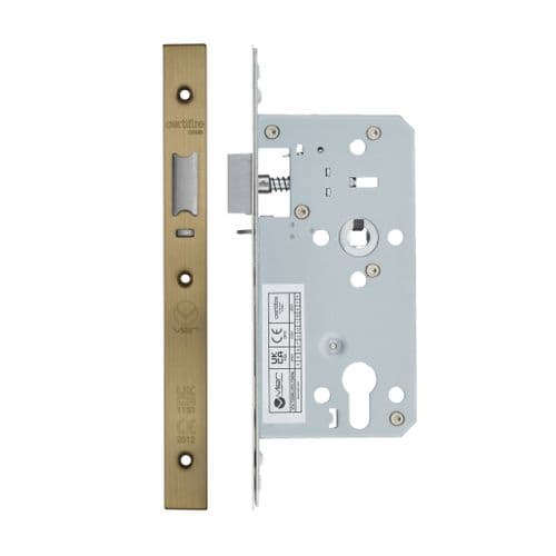 VDL7255-NL-AB  DIN Night Latch, 72mm c/c, 55mm Backset - Antique Brass