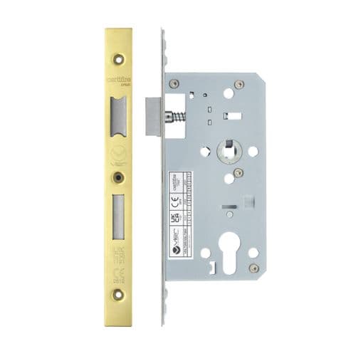 VDL7255-NL-PVDG DIN Night Latch, 72mm c/c, 55mm Backset - PVD Gold
