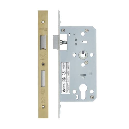 VDL7255-NL-PVDSB  DIN Night Latch, 72mm c/c, 55mm Backset - PVD Satin Brass