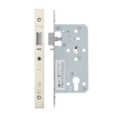 VDL7255-NL-SSS  DIN Night Latch, 72mm c/c, 55mm Backset - Satin Stainless Steel