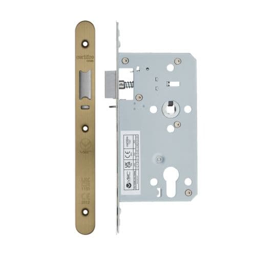 VDL7260-NL-R-AB  DIN Night Latch, 72mm c/c, 60mm Backset - Radius - Antique Brass