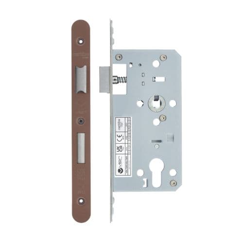 VDL7260-NL-R-PVDBZ  DIN Night Latch, 72mm c/c, 60mm Backset - Radius - PVD Bronze