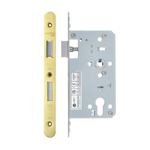 VDL7260-NL-R-PVDG  DIN Night Latch, 72mm c/c, 60mm Backset - Radius - PVD Gold