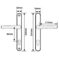 Yale PAS24 Lever Lever UPVC Multipoint Door Handles - 92mm PZ Sprung 215mm Screw Centres