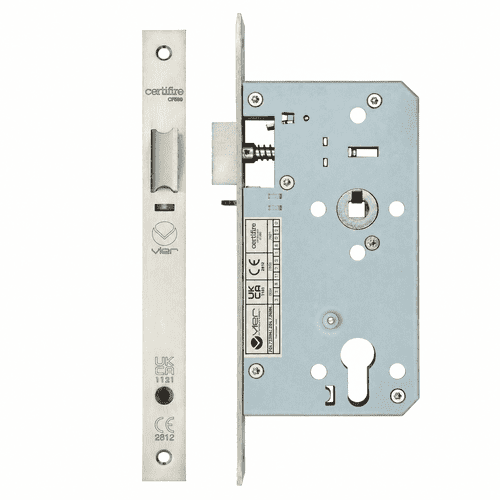 ZDL7255-NL-SS DIN Night Latch, 72mm c/c, 55mm Backset - Satin Stainless