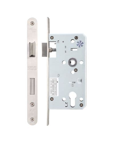 ZDL7255RSS - Zoo Din Euro Sashlock - 72mm C/C - 55mm Backset - Radius/Satin