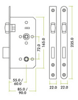 ZDL7260LLSS  DIN Lift to Lock Bathroom Sashlock
