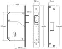 Zoo 3G110 - 5 Detainer Mortice Deadlock - REPLICA!