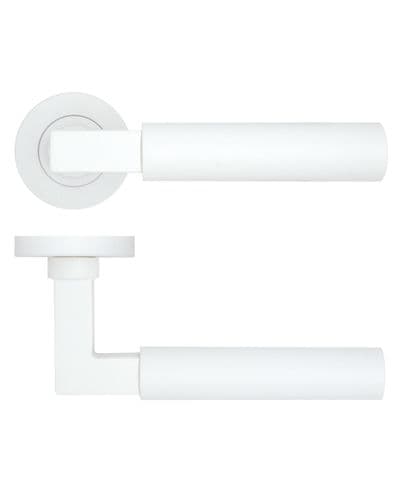 Zoo Garda Lever On Round Rose - RT050-PCW - Pair - Powder Coat White