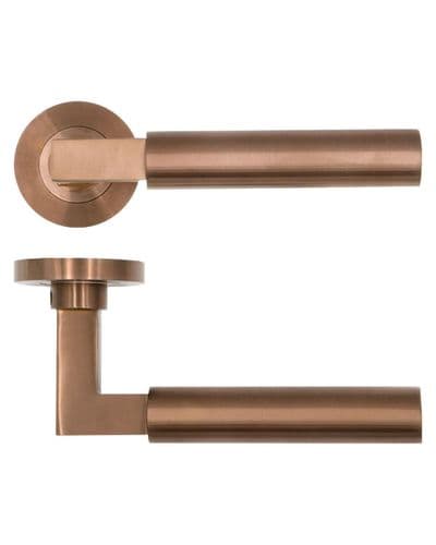 Zoo Garda Lever On Round Rose - RT050PVDBZ - Pair - PVD Satin Bronze