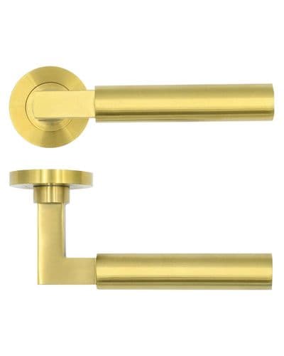 Zoo Garda Lever On Round Rose - RT050PVDSB - Pair - PVD Satin Brass