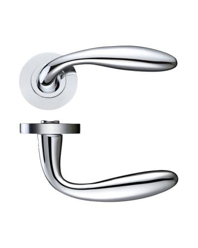 Zoo Verona Lever On Round Rose - Polished Chrome - Pair - ZPZ060CP