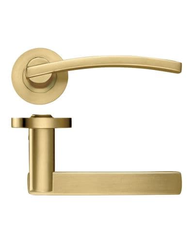ZPZ100-FSB Zoo Adria Lever On Round Rose Handle - Satin Brass