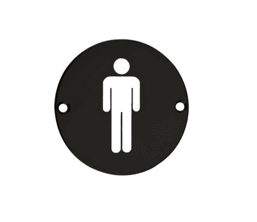 ZSS01-PCB - Male Toilet Symbol - 76mm - Powder Coat Black