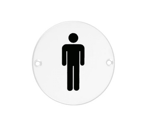 ZSS01-PCW - Male Toilet Symbol - 76mm - Powder Coat White