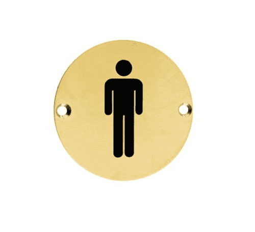 ZSS01-PVDSB - Male Toilet Symbol - 76mm - PVD Satin Brass