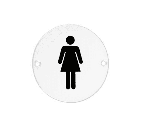 ZSS02-PCW- Female Toilet Symbol - 76mm - Powder Coat White
