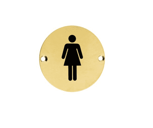 ZSS02-PVDSB - Female Toilet Symbol - 76mm - PVD Satin Brass