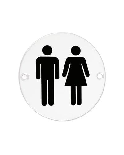 ZSS03-PCW - Unisex Toilet Symbol - 76mm - Powder Coat White