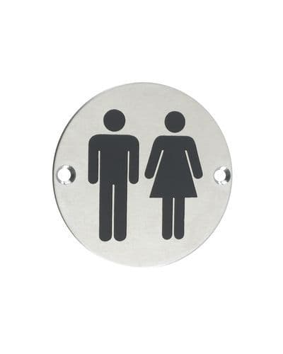 ZSS03PCS - Unisex Toilet Symbol - 76mm - Polished Stainless