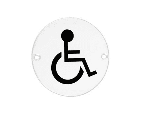 ZSS07-PCW - Disabled Toilet Symbol - 76mm - Powder Coat White