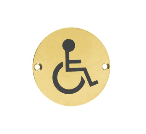 ZSS07-PVDSB - Disabled Toilet Symbol - 76mm - PVD Satin Brass