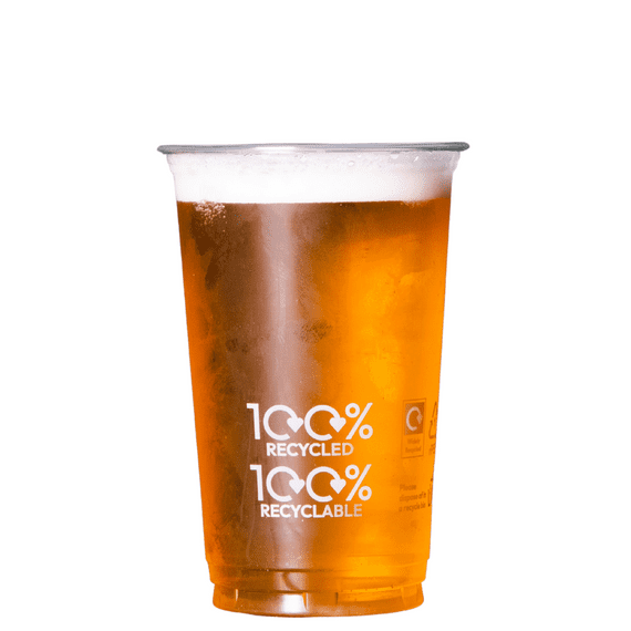 100% rPET UKCA Recyclable & Recycled Plastic Half Pint-to-rim 284ml (sleeve of 50)