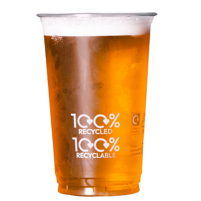 100% rPET UKCA Recyclable & Recycled Plastic Pint-to-rim 568ml (box of 800)