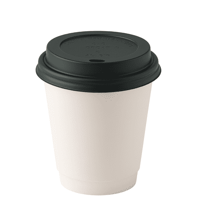 8oz Plain White Single Wall Hot Drink Cups & Sip Lids (pk 50)