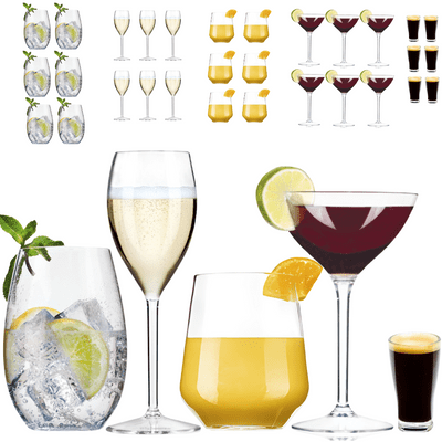 Drinkware Set for Boats & Yachts Unbreakable Tritan Plastic Glasses 30 piece