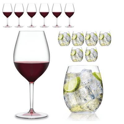 Drinkware set for Dinner Table Unbreakable Tritan Plastic 12 piece