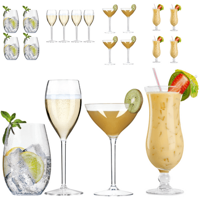 Drinkware set for Hot Tubs & Pools Unbreakable Plastic 16 piece