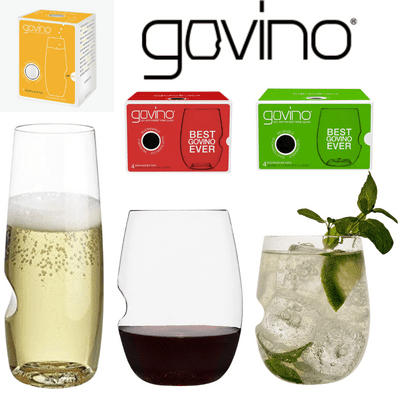 Govino Drinks Range of Flutes, Stemless Wine and Cocktail  Glasses 12 piece