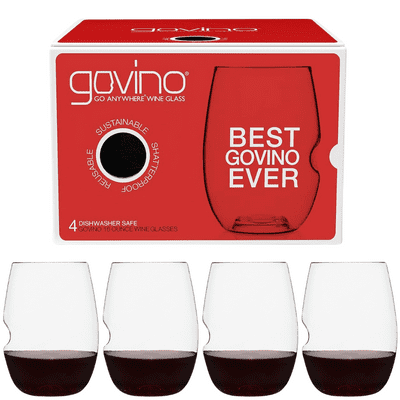 Govino Tritan Stemless Wine Glasses Gift Set of 4 (16oz/475ml)