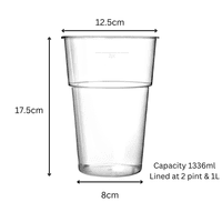 Jai  Use-Reuse-Recyclable Polypropylene plastic 2 pint beer glass (pack of 25)