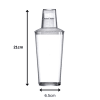 Kino Cocktail Shaker Unbreakable Polycarbonate Plastic . Three piece.