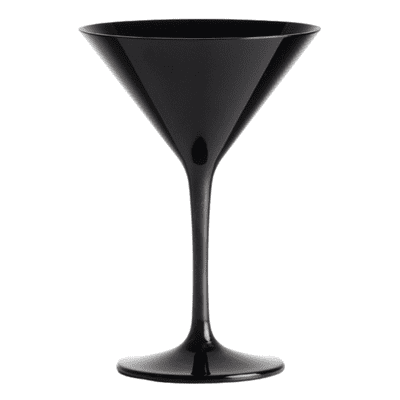 Milano Unbreakable Polycarbonate Black Plastic Martini Glass 255ml