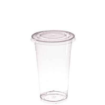 Recyclable PET cups with flat cross hatch lids 250ml/8oz (pk 50)