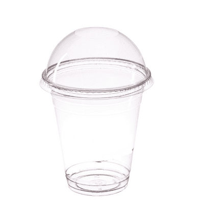 Recyclable PET Smoothie cups with dome lids 400ml (pk 50)