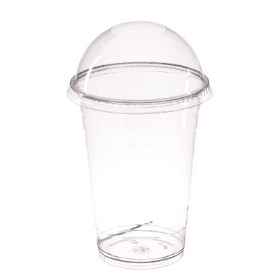Recyclable PET Smoothie cups with dome lids 500ml (pk 50)