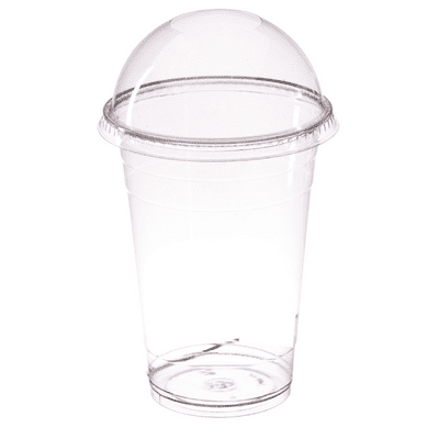 Recyclable PET Smoothie cups with dome lids 600ml (pk 50)