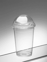 Recyclable PET Smoothie cups with dome lids & paper straws 300ml (pk 50)
