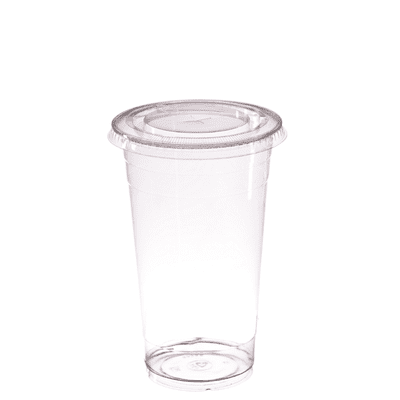 Recyclable PET Smoothie cups with flat cross hatch lids 300ml /10oz (pk 50)