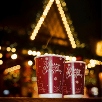 Seasonal Christmas Takeaway Double Wall Hot Cups & Lids Plastic Free 12oz (pk 25)