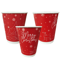 Seasonal Christmas Takeaway Double Wall Hot Cups & Lids Plastic Free 12oz (pk 25)